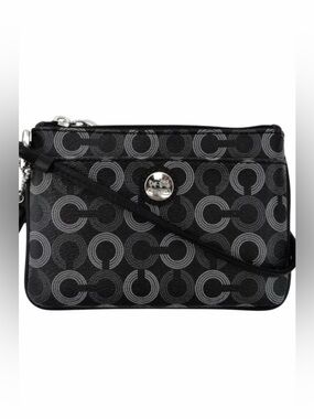 Coach ✨Rare✨ Waverly Black and Gray Dotted Signature Wristlet